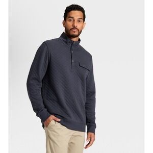 Goodfellow & Co Mens Quilted Mock Neck Snap Pullover Sweatshirt Dark Gray M NEW